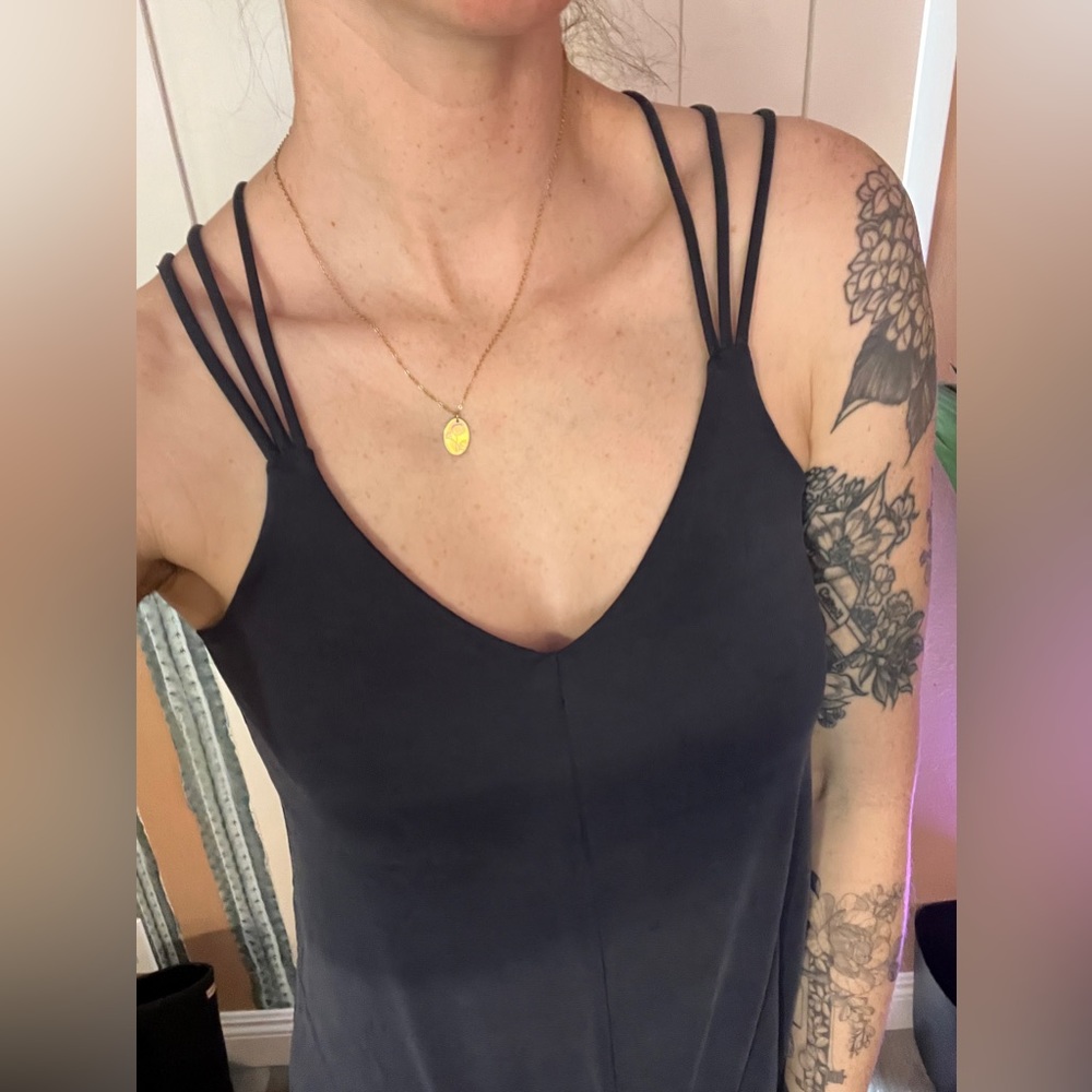 Anthropologie navy blue tank top with tri spaghetti straps women